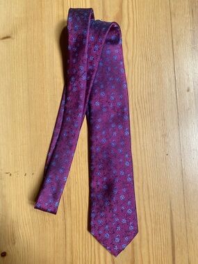 Joseph & Feiss Purple with Small Blue Flowers Tie Classy and Colourful